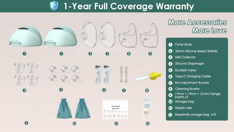 MomMed Wearable Breast Pump S21, Hands-Free Electric Breast Pump, Personalized Electric Portable Breast Pump, Large Capacity And Strong Suction for More Milk, Portable, Leak-Proof & Ultra-Quiet Breast Pump