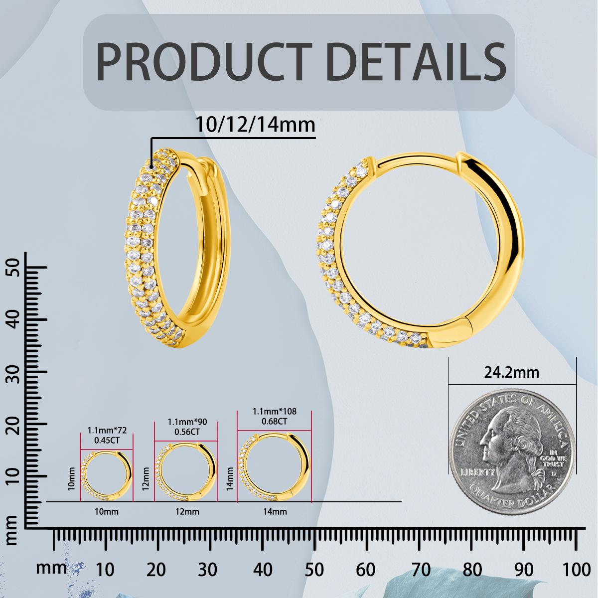 Delzzad Huggies Synthetic Moissanite Earring S925 Moissanite Jewelry Perfect Birthday Mother’s Day Gift for Men Women Wedding Set