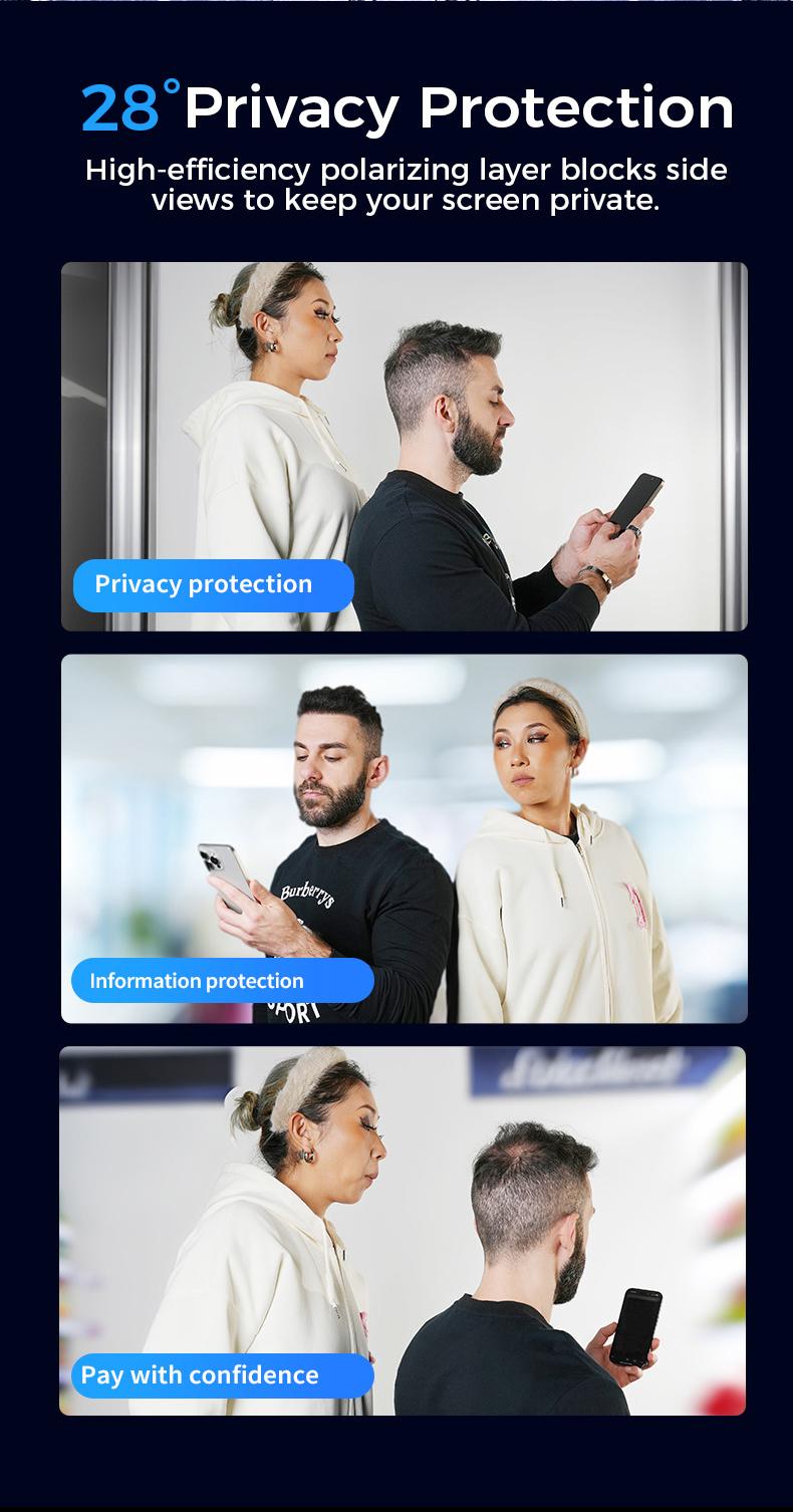 MAGIC JOHN Premium Upgraded Privacy Screen Protector Dustproof Bubble-Free Design Ultra-Clear for iPhone & Samsung