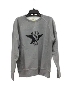 Colt Manufacturing Pullover Crewneck Unisex Heather Gray 100% Cotton Casual Long Sleeve Sweatshirt with Front and side Logo Made in USA