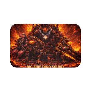 Big Fire Dino Squad Bath Mat | Fiery Dinosaur Throne Scene