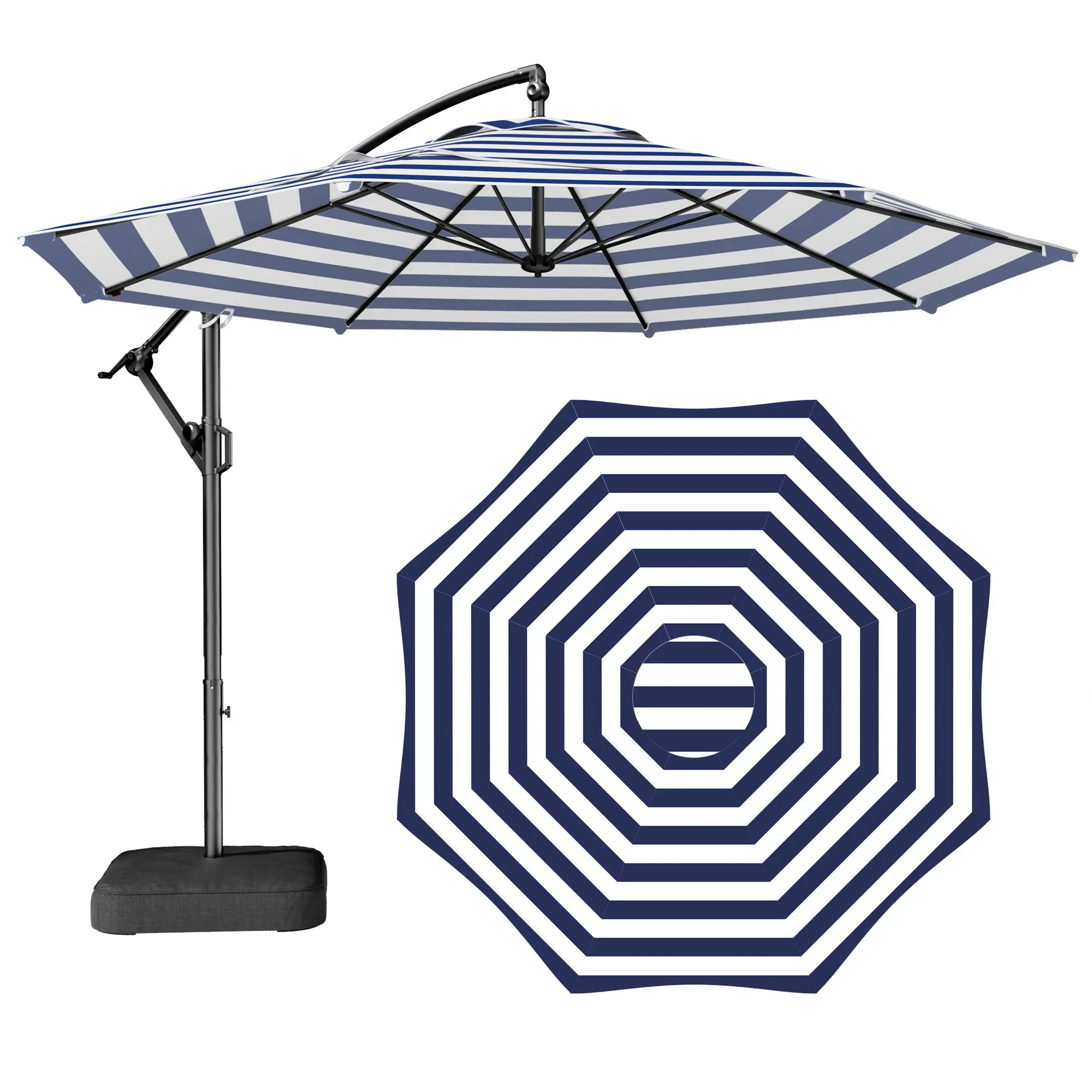 10 ft cantilever patio umbrella BLUU BANYAN 10 ft Patio Offset Umbrella Outdoor Cantilever Umbrella Hanging Umbrellas, 24 Month Fade Resistance & Water-repellent UV Protection