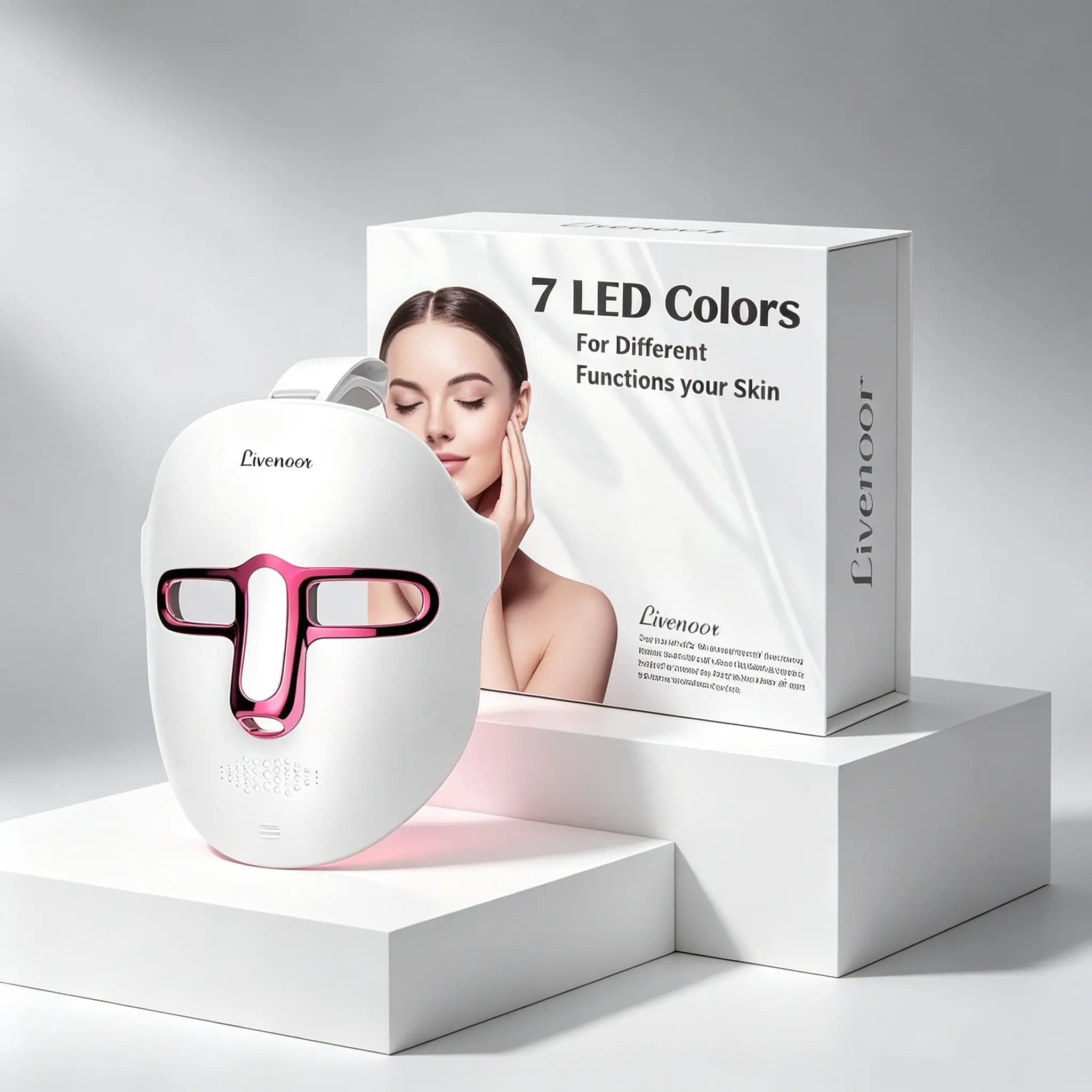 EVFOFO  Red light therapy mask,  7-color LED photorejuvenation mask, daily care photorejuvenation, wireless charging, ideal gift for women, autumn and winter skin care facial care gift