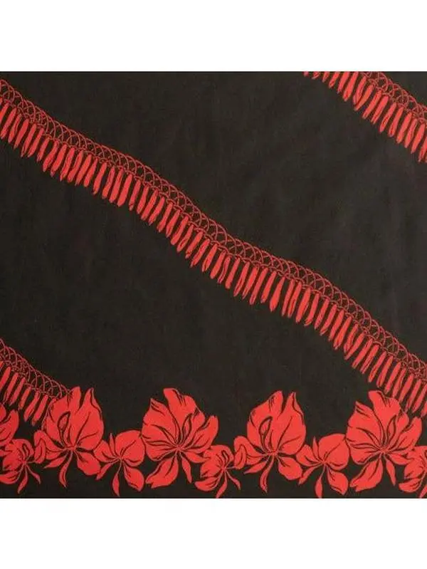 Floral Print Fabric - 65% Polyester Poly-Cotton, Tropical Island-Themed, Hibiscus Buds Single Border, 36" Long x 45" Wide Continuous Piece for Sewing, Soft Furnishings
