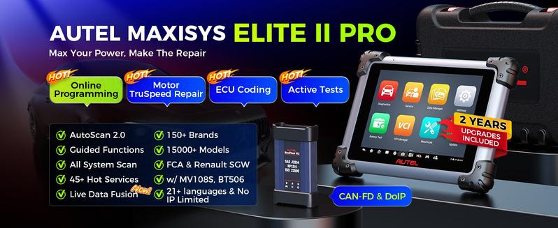 Autel MaxiSys Elite II Pro Car Diagnostic Scan Tool J2534 Reprogramming Tool as Ultra MS908S Pro II,40 Reset Service w/CAN FD & Do IP, Active Test 2-Years Free Update Autel MaxiSys Elite II Pro Car Diagnostic Scan Tool J2534 Reprogramming Tool as Ultra MS908S Pro II,40 Reset Service w/CAN FD & Do IP, Active Test 2-Years Free Update
