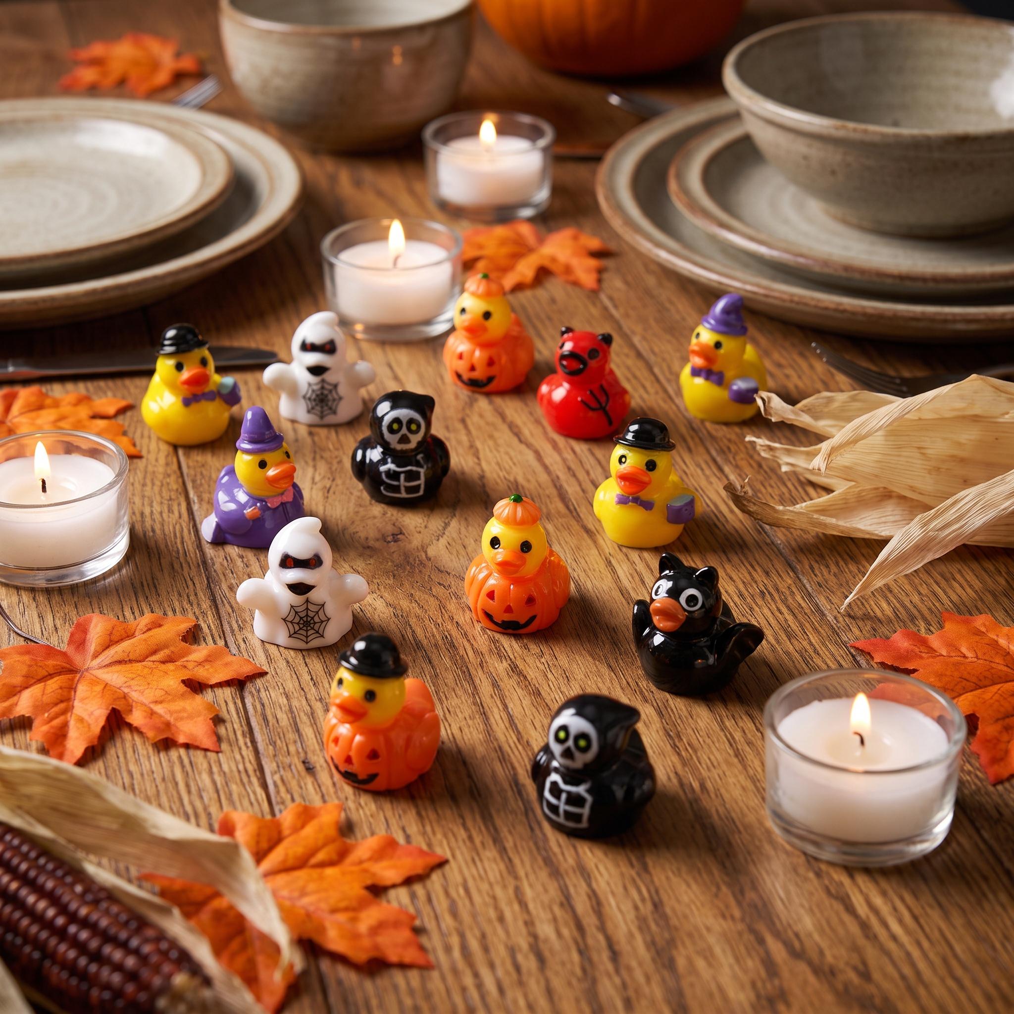 40/80 pcs Mini Devil Ghost Skull Resin Ducks, Cute Spooky Desktop Decor, Creative Desktop Ornament, Mini Garden Ornament, Home Decor Ornament, Halloween Christmas Decoration, Party Gift, Decorative Piece, Decorative Ornaments-MM1
