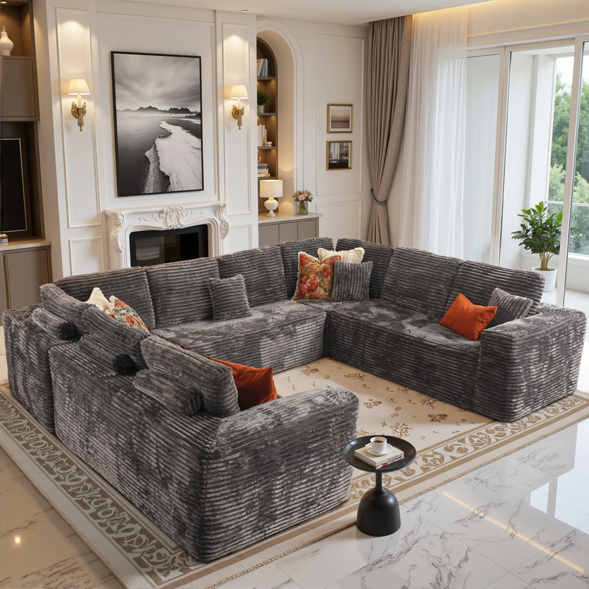 Style 2：Grey Plush - 8 Seaters【4 Packages】