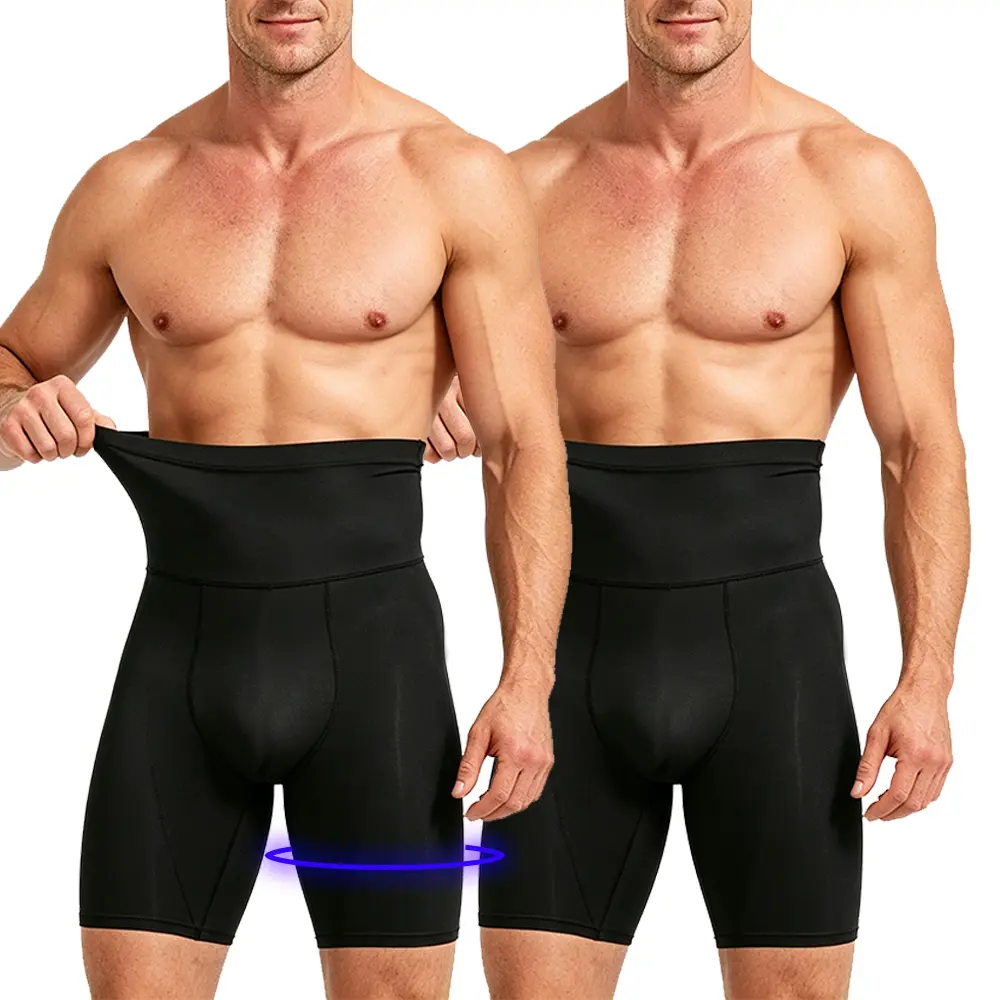 1/2 Pack Men's Compression Shorts, Tummy Control Body Shaper Boxer Briefs, Breathable Slim Fit Underwear for Fitness & Daily Wear