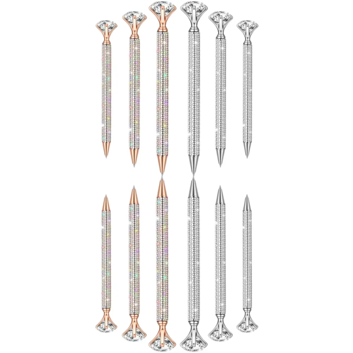 A Set of 12/6 Pcs Big Diamond Pens with Crystal Bling Rhinestone,Metal Glitter Diamond Ballpoint Black Ink Pens Wedding Bridal Shower Favors for Birthday Valentine's Day Gift Supplies,Hand Tools Kits