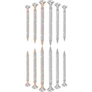 A Set of 12/6 Pcs Big Diamond Pens with Crystal Bling Rhinestone,Metal Glitter Diamond Ballpoint Black Ink Pens Wedding Bridal Shower Favors for Birthday Valentine's Day Gift Supplies,Hand Tools Kits