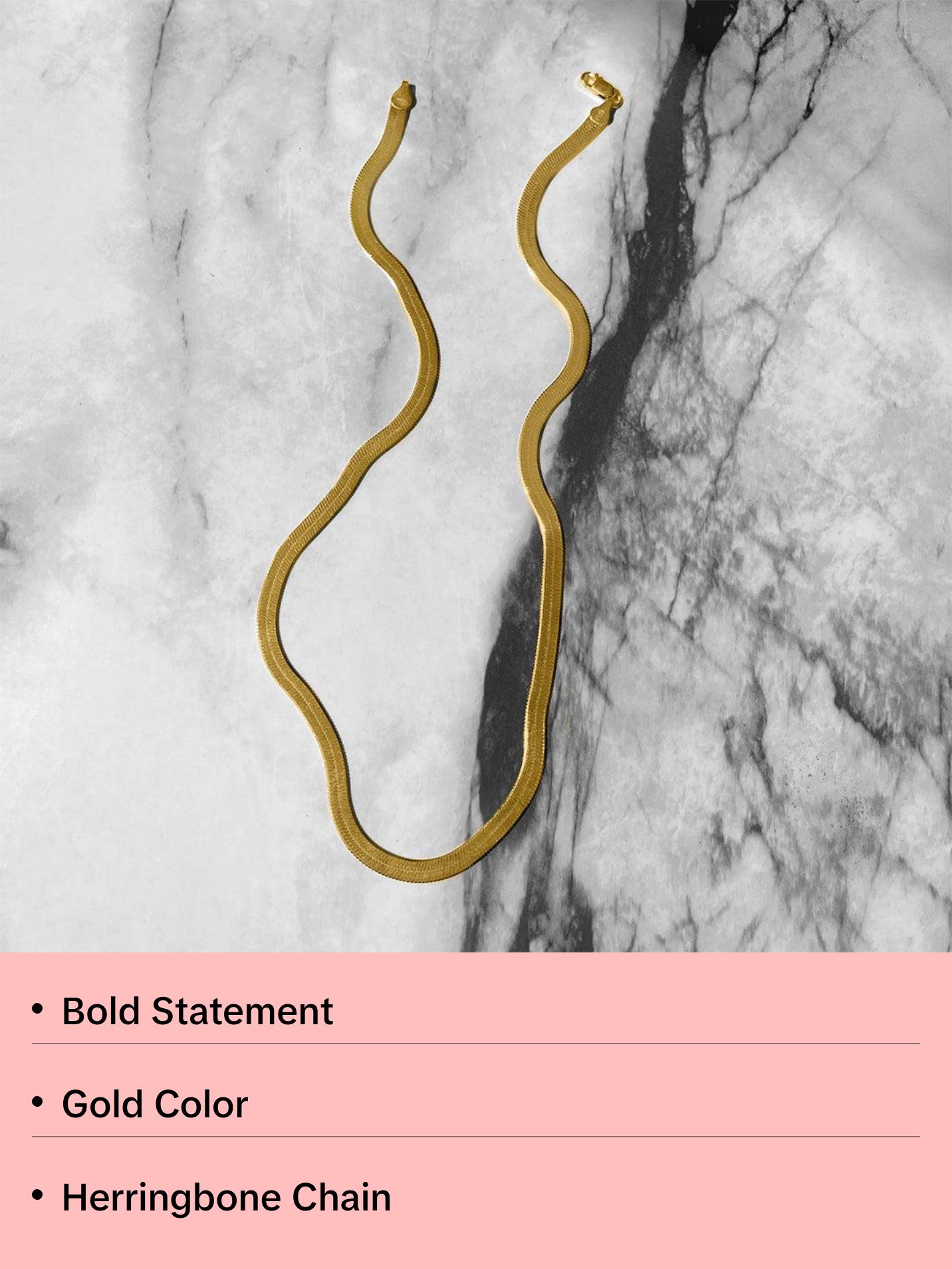 Bold Herringbone Necklace | Gold Vermeil