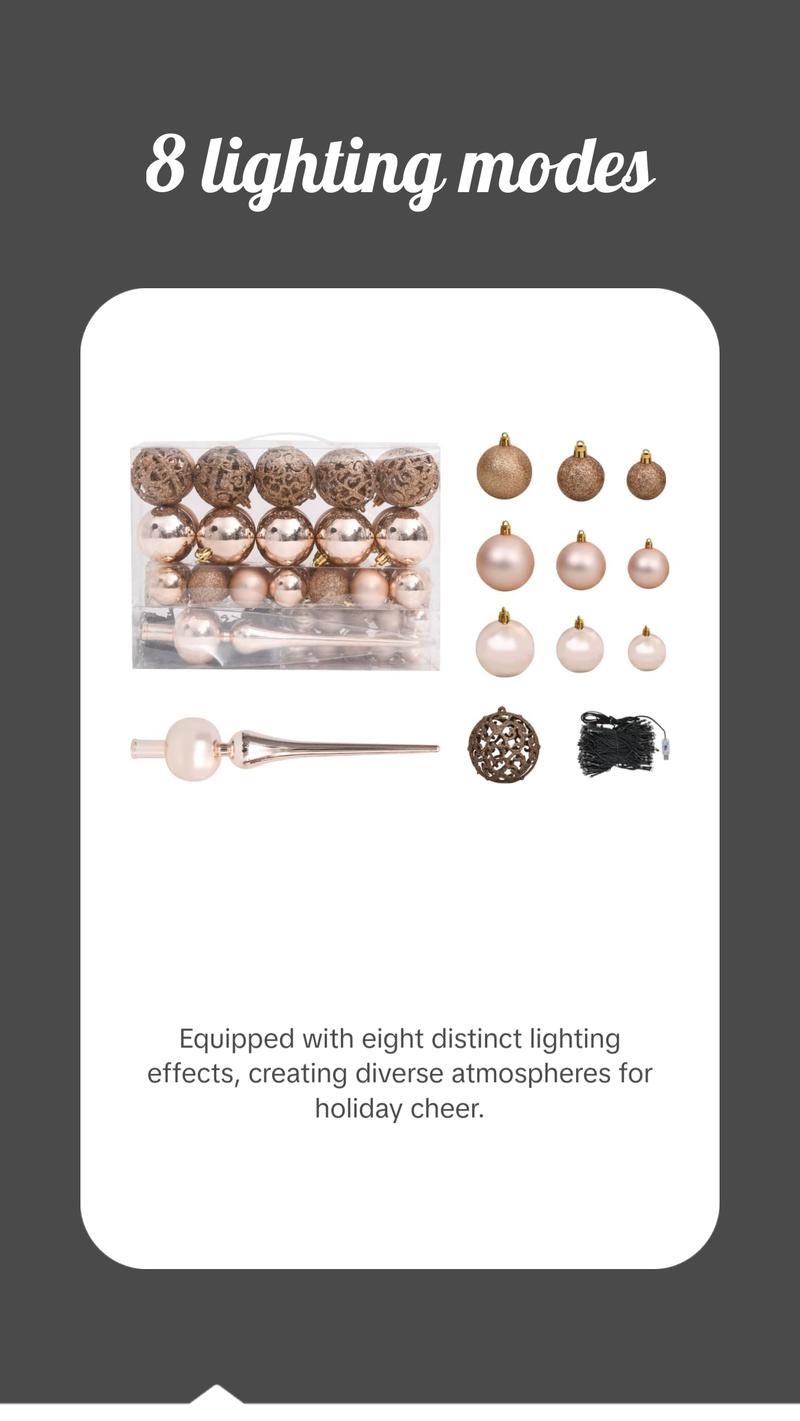 vidaXL 61/120x Christmas Ball Set with Peak and 150 LEDs Décor Multi Colors