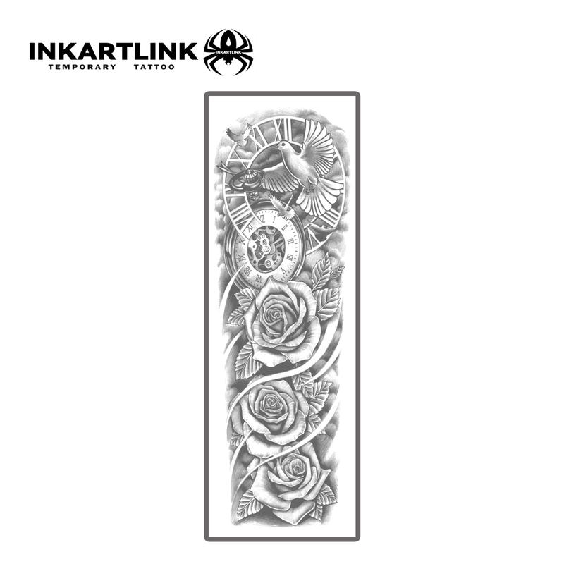 INKARTLINK Tattoo Tech, 2 Sheets Semi-Permanent Temporary Tattoos ,Sleeve Design 7,Adult Art Design,Lasts 1-2 Weeks, Waterproof, Realistic Look, No Adhesive, No Reflection,For Man And Woman,Ideal for Swimming, Party