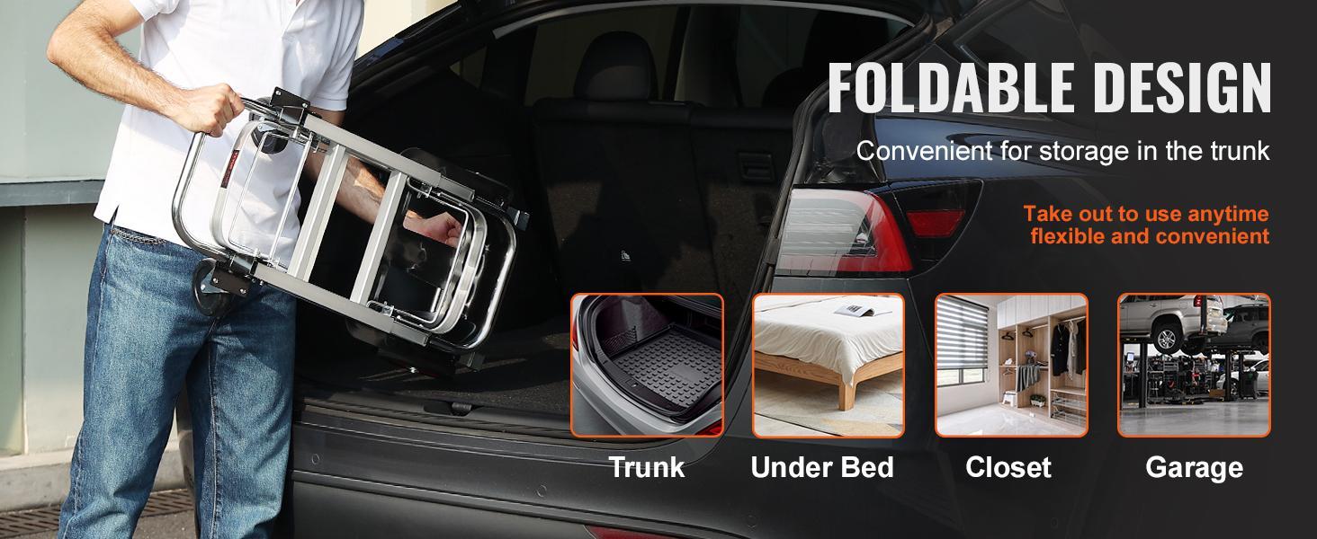 VEVOR Aluminum Folding Hand Truck, TikTokShopBlackFriday, 2 in 1 Design Max 800 lbs Capacity, Heavy Duty Industrial Collapsible cart, Dolly Cart with Rubber Wheels for Transport and Moving in Warehouse, Supermarket, Garden