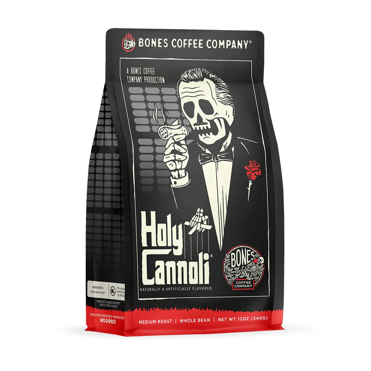 Bones Coffee Company | Holy Cannoli Fresh Baked Cannoli Flavored Coffee 12oz Medium Roast Arabica