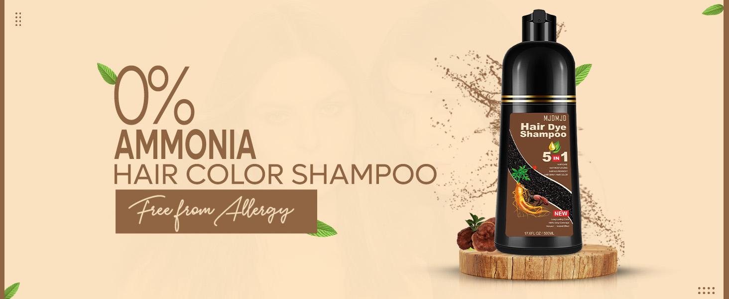 Black Hair Dye Shampoo 5-in-1, Instant Hair Color Shampoo for Gray Hair Coverage, Herbal Formula with Ginseng Extract & Plant Ingredients, Natural Sulfate-Free Hair Coloring for Women & Men, Champu Para Canas 200/500ML