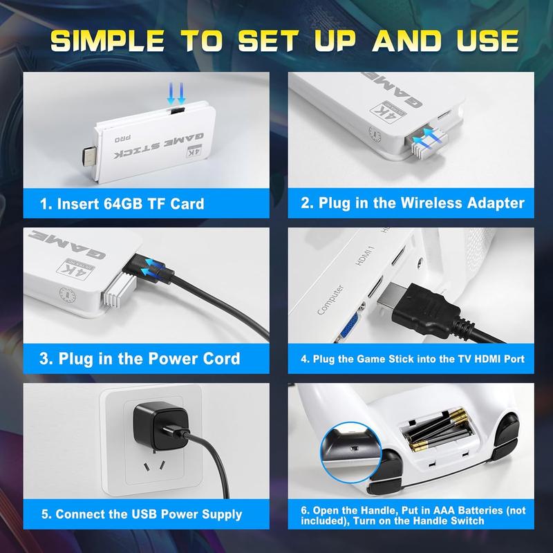 Retro Gaming Console, 20,000+ Classic Games, HDMI Plug & Play Game Stick, Dual Wireless Controllers, 23 Emulators, Save & Search Support, Gift for dults