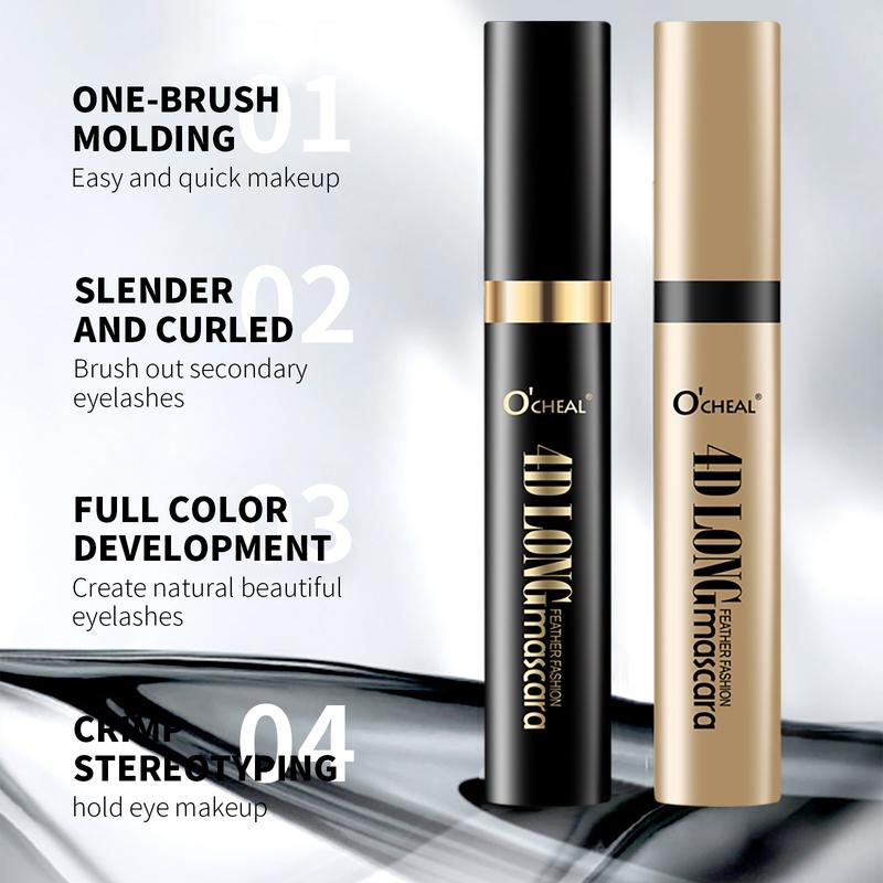 4D Super Long Lashes Mascara - Waterproof, Smudge-Proof & Dramatic Lengthening Formula for Sensitive Eyes, Durable Black Mascara for All Light Beige Types, Enhanced Volume & Length, Smudge-Proof Makeup, Sleek Tube Design, Highquality Finish