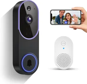 1080p Smart Video Doorbell Camera with Doorbell Receiver - AI Human Detection & 2-Way Audio.Live View, Night Vision, DIY Setup.Expandable Cloud Storage (Sold Separately).