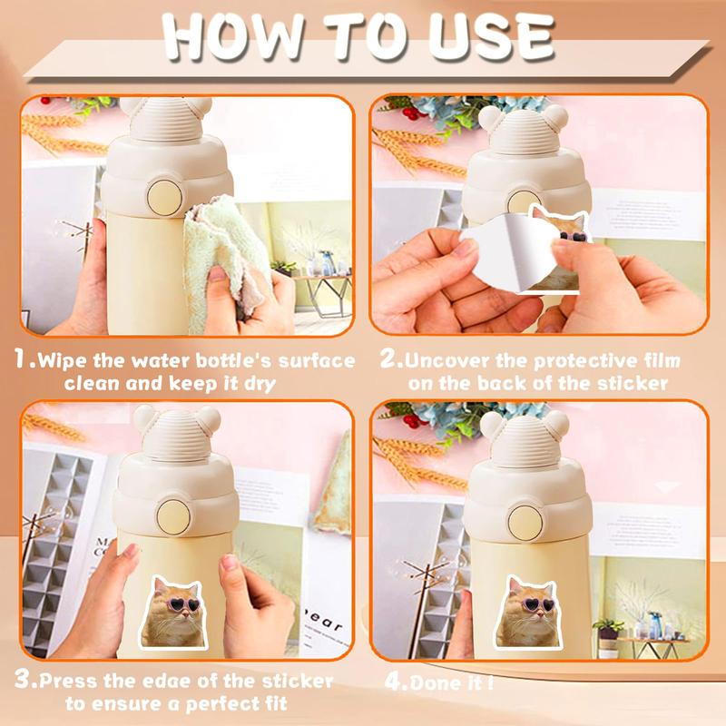 100 Pieces Funny Cat Stickers,Cute Cats Meme Stickers for Water Bottle Laptop, Pet Cat Decal for Luggage Skateboard Bicycle, Vinyl Kitty Animals Sticker