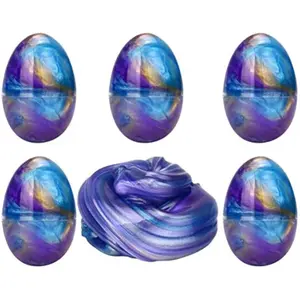 5 Pack Slime Eggs Stress Relief Toys Easter Eggs for Kids Boys Girls Easter Basket Stuffers Gifts Party Favors (Blue+Purple+Gold)