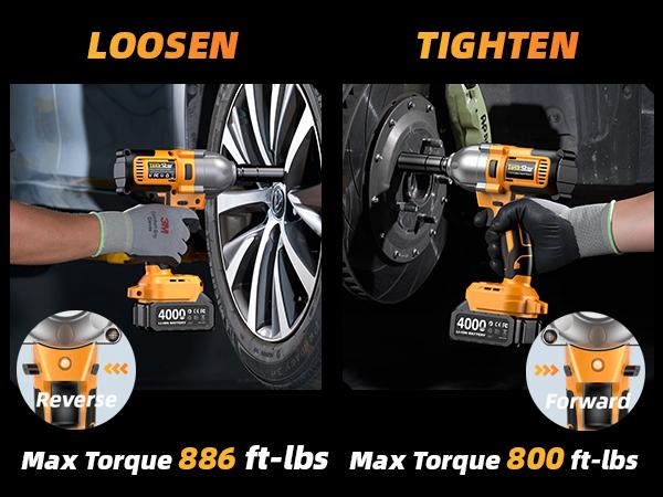TaskStar 1200N.m Cordless Impact Wrench, 1/2 inch 886ft-lbs High Torque Impact Gun with 2x 4.0Ah Battery, Fast Charger & 5 Sockets Package Box Extension Bar Driver Bit Power Tools Ratchet Wrench TaskStar 1200N.m Cordless Impact Wrench, 1/2 inch 886ft-lbs High Torque Impact Gun with 2x 4.0Ah Battery, Fast Charger & 5 Sockets Package Box Extension Bar Driver Bit Power Tools Ratchet Wrench