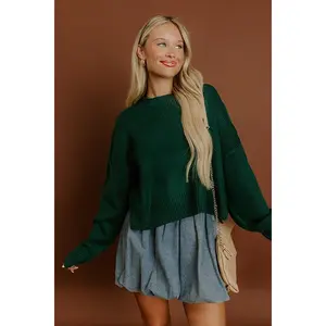 Trailside Bliss Knit Sweater in Hunter Green