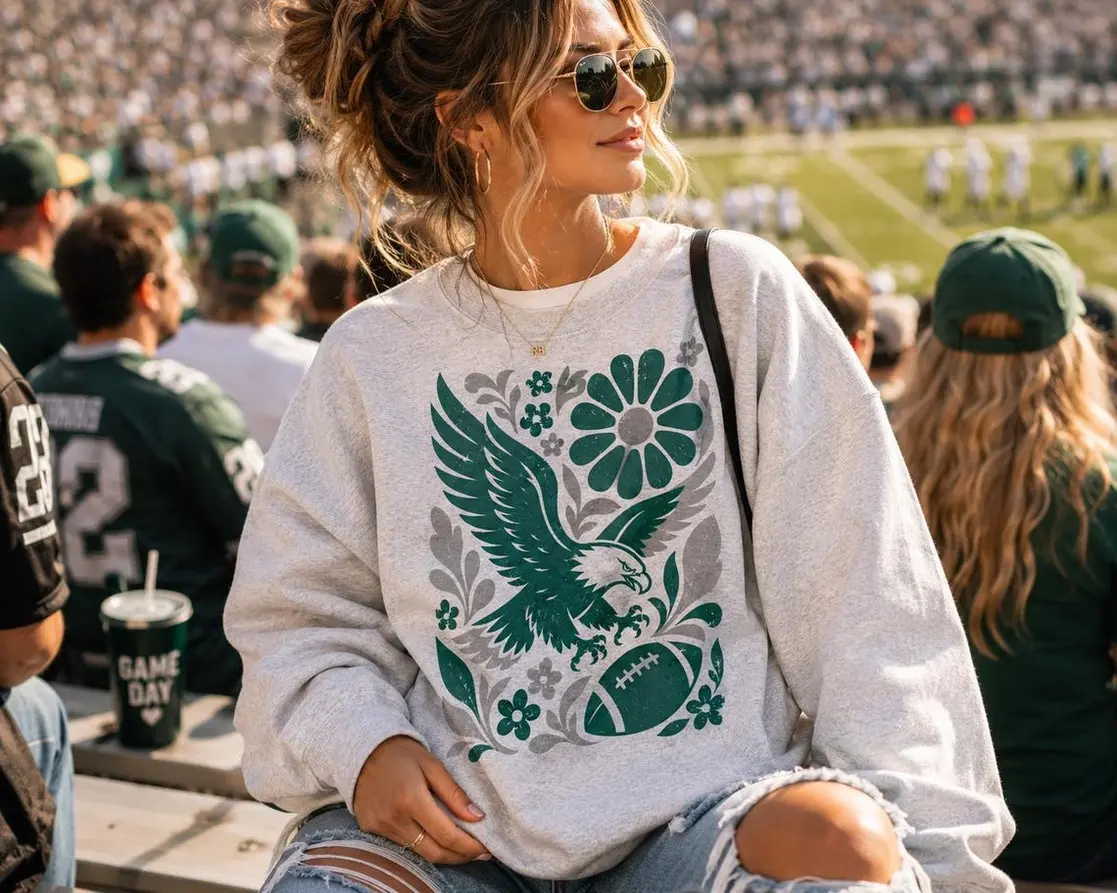 Adult & Youth Philadelphia Football Sweatshirt, Youth School Mascot Sweatshirt Womens Tee, Game Day T-Shirt