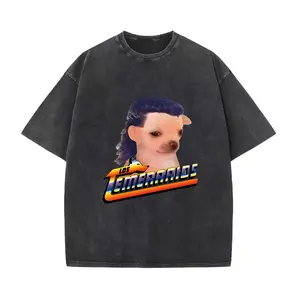 Washed Cotton Vintage Style Los Temerarios Dog Collection Shirt Trendy Funny Cotton Crew Neck Graphic Tees For Men And Women T-Shirt