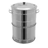 Portable Stainless Steel Charcoal Barrel BBQ - 18.5x16.93in Freestanding, 360° Even Sear, Smokeless, with 1 Grill Net, 50 Skewers, Boiling Pot, Ash Handles, Fish Clip, 1 Oil Tray, Oil-Separate Cook for Outdoor Cooking BBQ Camping (Silver) Father Son Gift