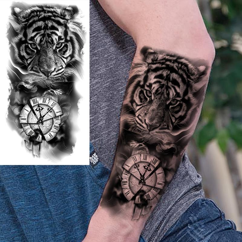 36 Sheets Temporary Tattoos Stickers, 12 Sheets Fake Body Arm Chest Shoulder Tattoos for Men or Women with 24 Sheets Tiny Black Durable Kit sticker tattoo sleeve rising sun tattoo
