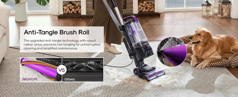 Eureka FlexReach NEU651PL Upright Vacuum Cleaner with Lift-Up Pod & Anti-Tangle Brushroll for Carpet & Hard Floors, Purple, 960W Motor, Deep Cleaning, Jumpstart Sale, Powerful Suction, Flexible Design