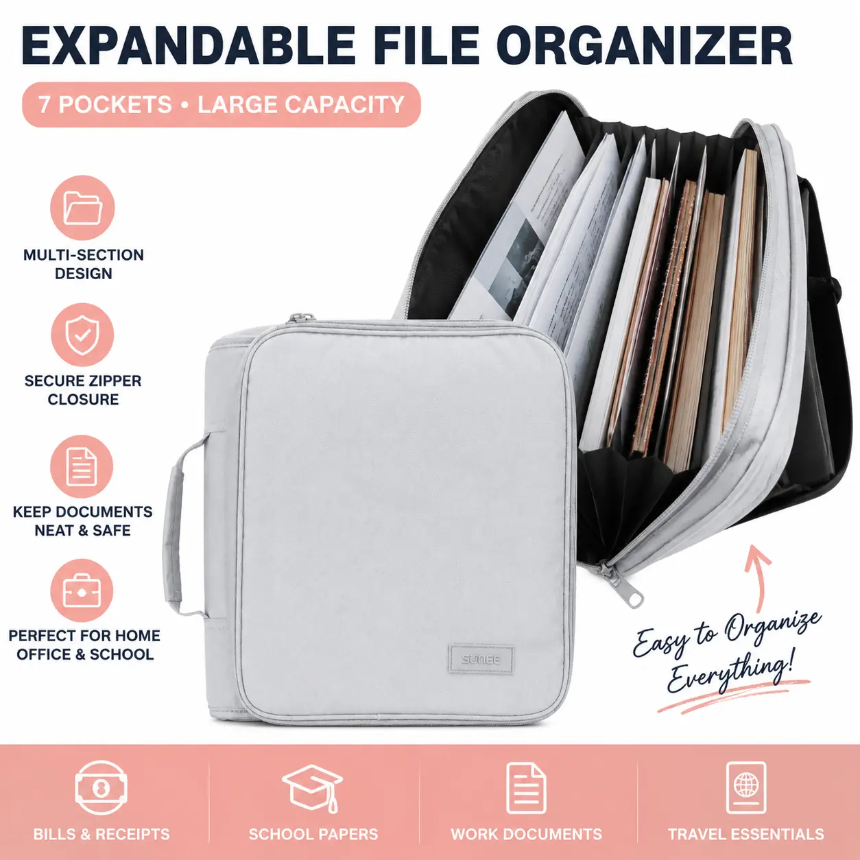 Stop Losing Important Papers! Large Capacity Accordion File Organizer with Multiple Compartments