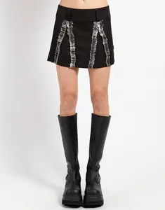 SAFETY PIN PUNK SKIRT BLACK
