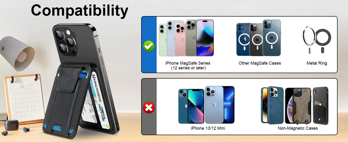 Magsafe Wallet, Works with Apple Find My(IOS only), Strongest Magnetic Wallet for iPhone 17/16/15/14/13/12 Series, Magnetic Card Holder with Adjustable Stand, 9 Cards Holder, Gifts for Boyfriend, Girlfriend, Mens, Males, Mother, Father