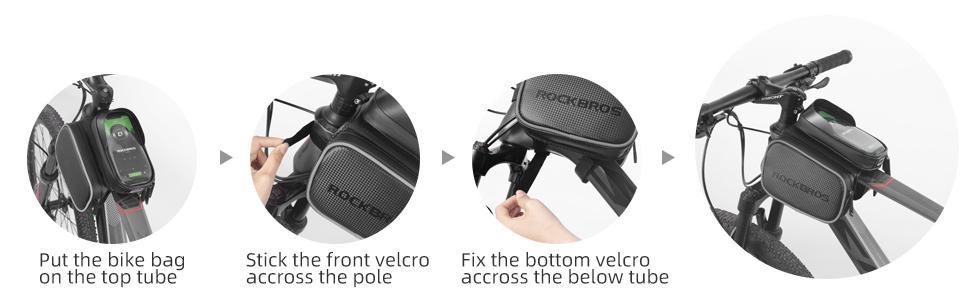 ROCKBROS Bike Bag Waterproof Top Tube Phone Bag Front Frame Mountain Bicycle Touch Screen Cell Phone Holder Pouch Ebike