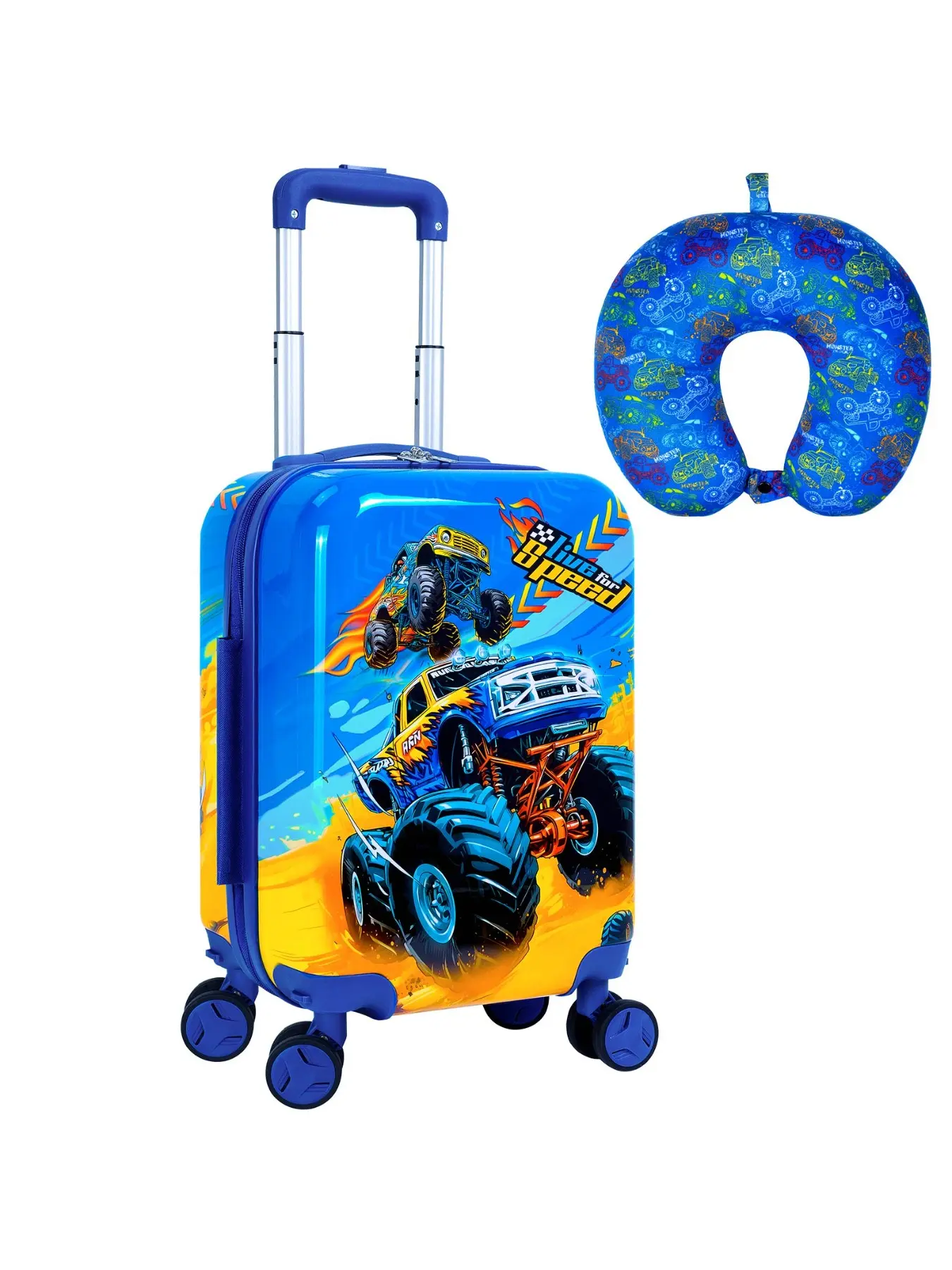 Lightweight Hardshell Spinner Kids Luggage Set 2PCS with Wheels - Airplane Approved Carry-On Suitcase for Boys & Children Ages 3-10, Car Rolling Suitcases Set for Elementary Toddler Travel Bags