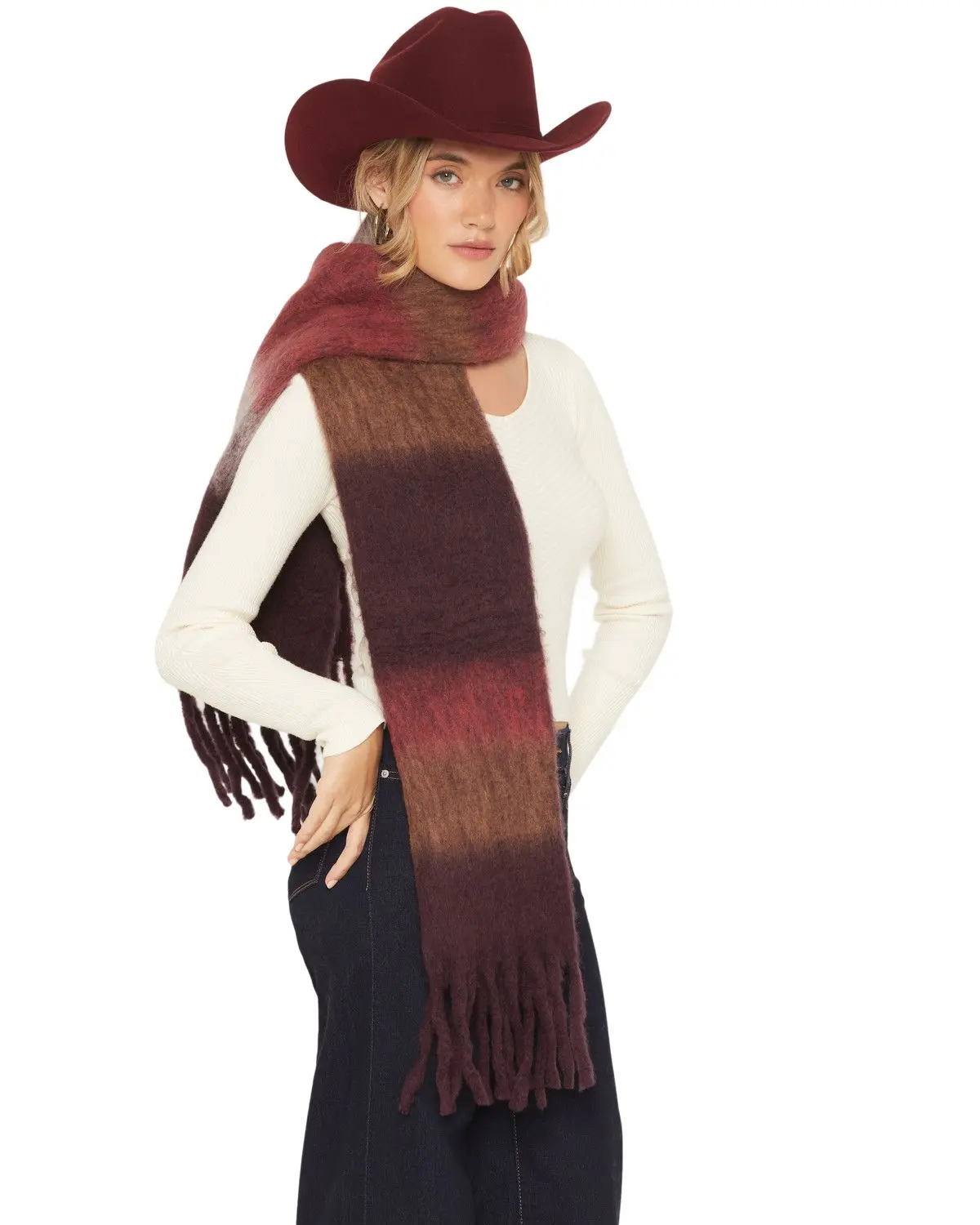 Shyanne Women's Women'S Fable Oversized Wool Blend Scarf - Safa25cw12-Burg