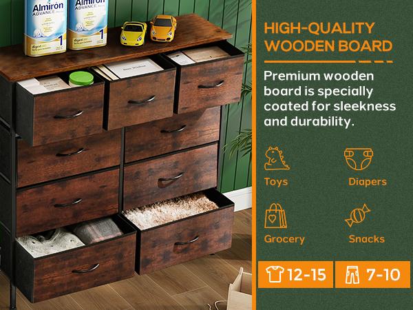 [Summer Deal] 9-Drawer Dresser, Storage Unit Organizer Chest for Clothes, Tall Dresser & Chest for Bedroom, Hallway, Living Room, Wood Top Cabinets Organizing