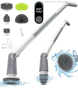 Electric Spin Scrubber Cordless Shower Scrubber with IPX7 Waterproof Multi-Surface Cleaning Brush Long Battery Life Adjustable Speed Extendable Handle Multi-Purpose Kit for Bathroom Kitchen Durable Powerful Cleaner