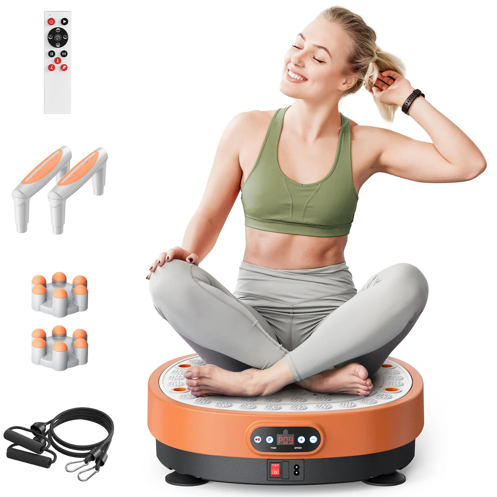 MERACH Round Vibration Plate,Whole Body Lymphatic Drainage Fitness Machine,330LBS Capacity with 9 Modes 99 Speed Levels,Portable Quiet Design for Home Gym Daily Fitness Gifting BackToSchool