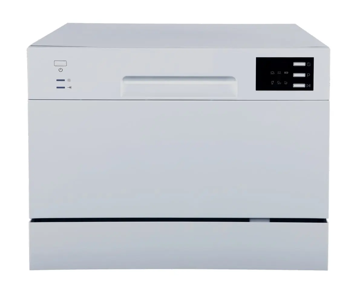 212 MAIN Home Countertop Dishwasher Machine - Sunpentown SD-2225DWB White Model, Quick Connect, 120V, 6 Wash Cycles, Delay Start, LED Display, Fits 10.25 Inches Dishware, Kitchen