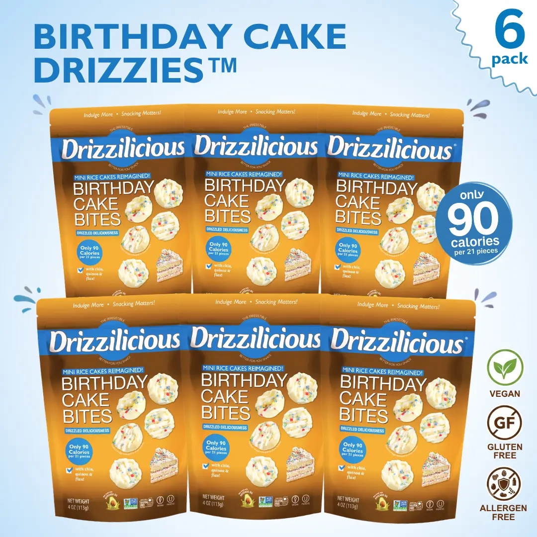 6 Pack - Drizzilicious Birthday Cake Mini Rice Cakes 4 oz