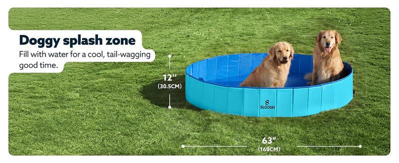 SLOOSH Foldable Dog Kiddie Pool - Portable Hard Plastic Doggie Swimming Pool, Anti-Slip Collapsible Pets Bath Tub Suitable for Kids Indoor Outdoor Backyard Use TikTokShopSummerTurnup