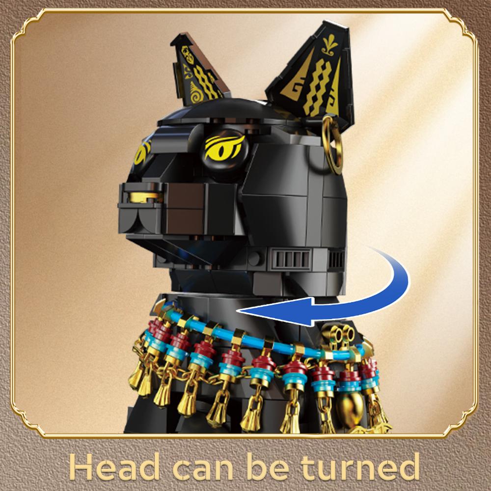 Egyptian Pharaoh Cat Building Set - Animal Black Cat Building Blocks Toy for Adults DIY Crafts Project Egyptian Cat Model for Home Office Decor, Gift for Women Teens Kids Ages 10+ (1274PCS)