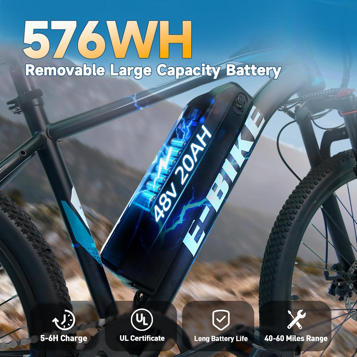 APYEAR 1500W Powerful Motor 26" Electric Mountain Bike for Adults 25MPH Speed 30-Mile Range 7-Speed Gears ebike for Commuting Adventure UL Certified Safety