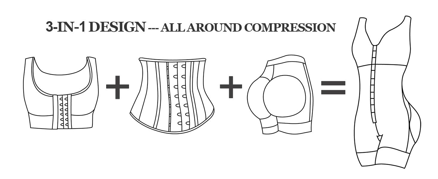 Curvy-faja Women's Chest-Packed Shapewear Bodysuit with Tummy Control and Butt Lift - Fajas, Womenswear open crotch Comfort Hip Basic Minimalist Versatile Use