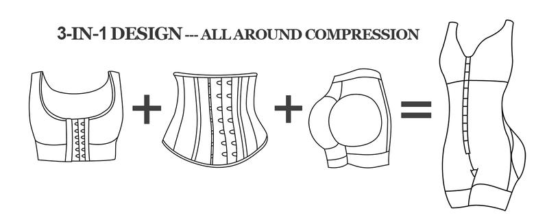 Curvy-faja Women's Chest-Packed Shapewear Bodysuit with Tummy Control and Butt Lift - Fajas, Womenswear open crotch Comfort Hip Basic Minimalist Versatile Use