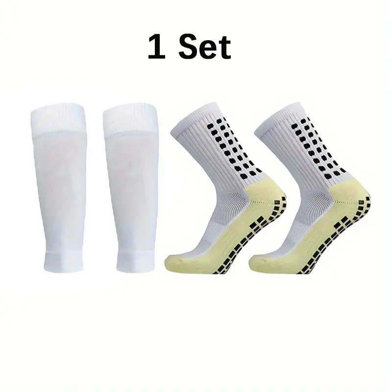 1 Set Men's Training Grip Socks & Calf Sleeves - Anti-Slip Sports Gear