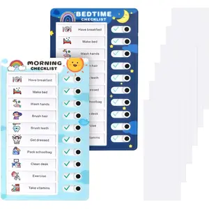 Upgrade 2Pcs Chores Chart for Kids - Bedtime Morning Routine Chore Chart for Kids, Visual Schedule Checklist Task Board, My Chores to Do List ADHD Tools